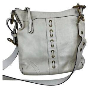 coach medium w adjustable strap white leather cros